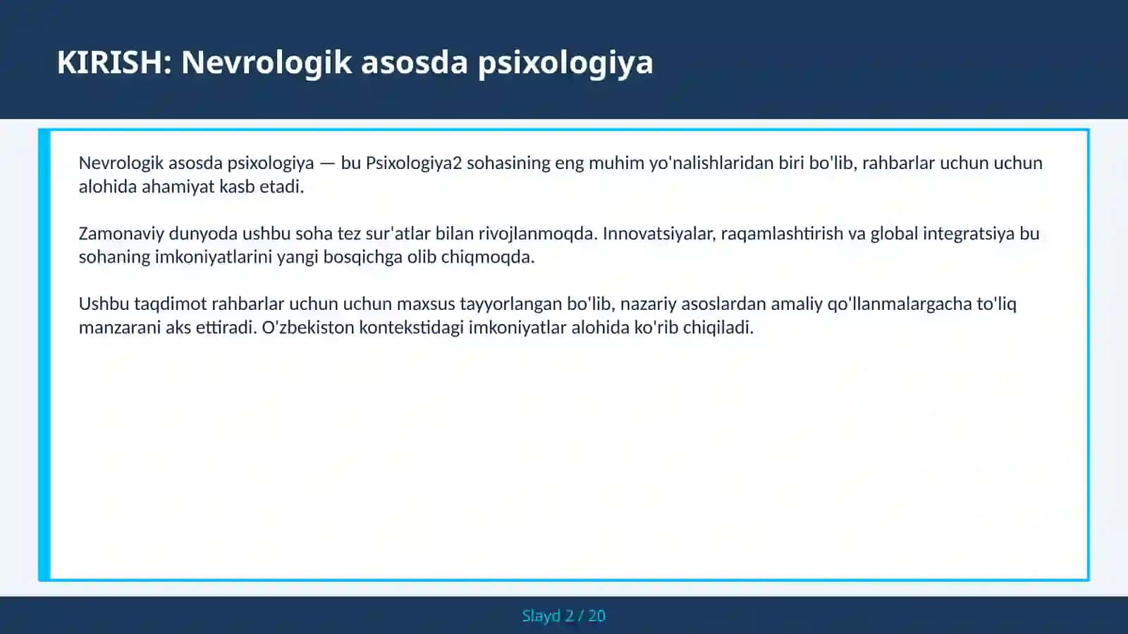 Nevrologik asosda psixologiya 2
