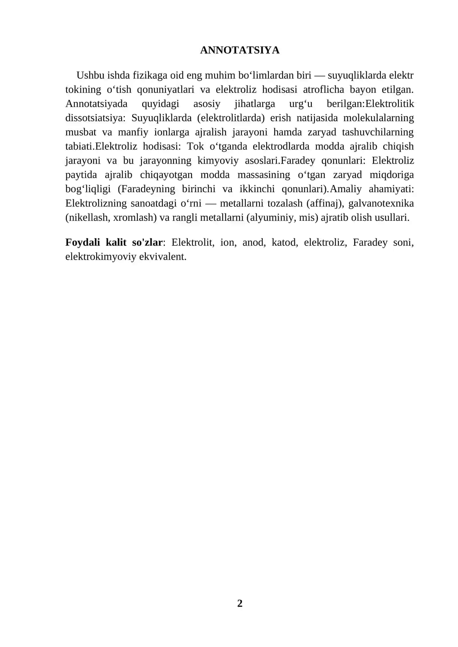 8-sinf fizika darsligida berilgan "Suyuqliklarda elektr toki" mavzusini zamonaviy pedagogik usullar yordamida o‘qitish 2