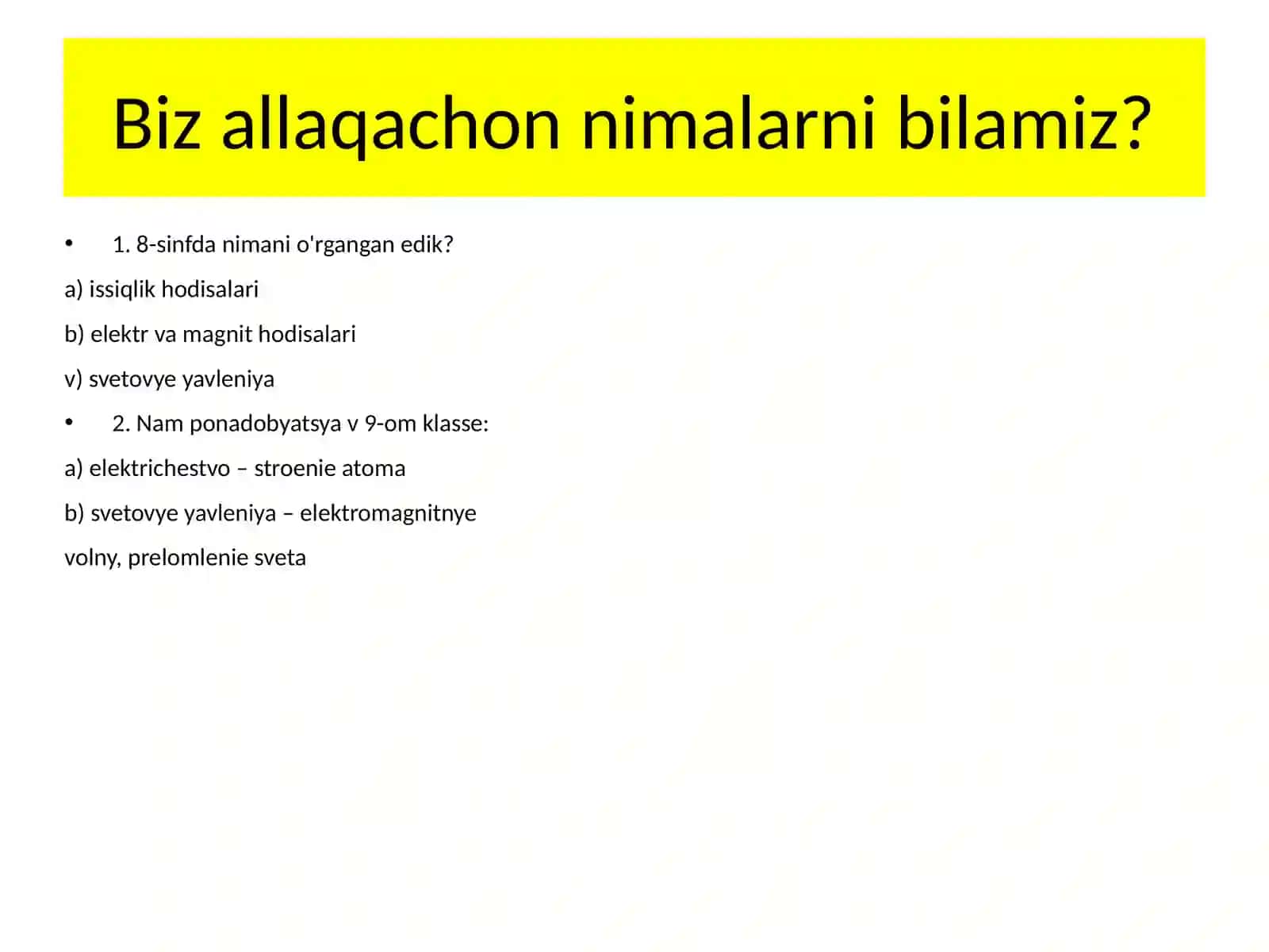 Fizika - Moddiy nuqta va sanoq sistemasi (9-sinf) 2