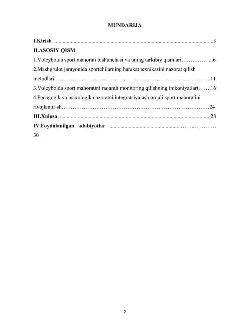 Voleybolda sportchilarning sport mahoratini pedagogik va psixologik nazorat 2