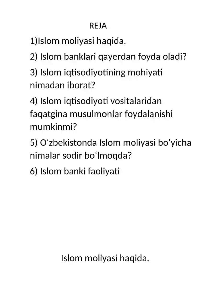 Islom moliyasi 2