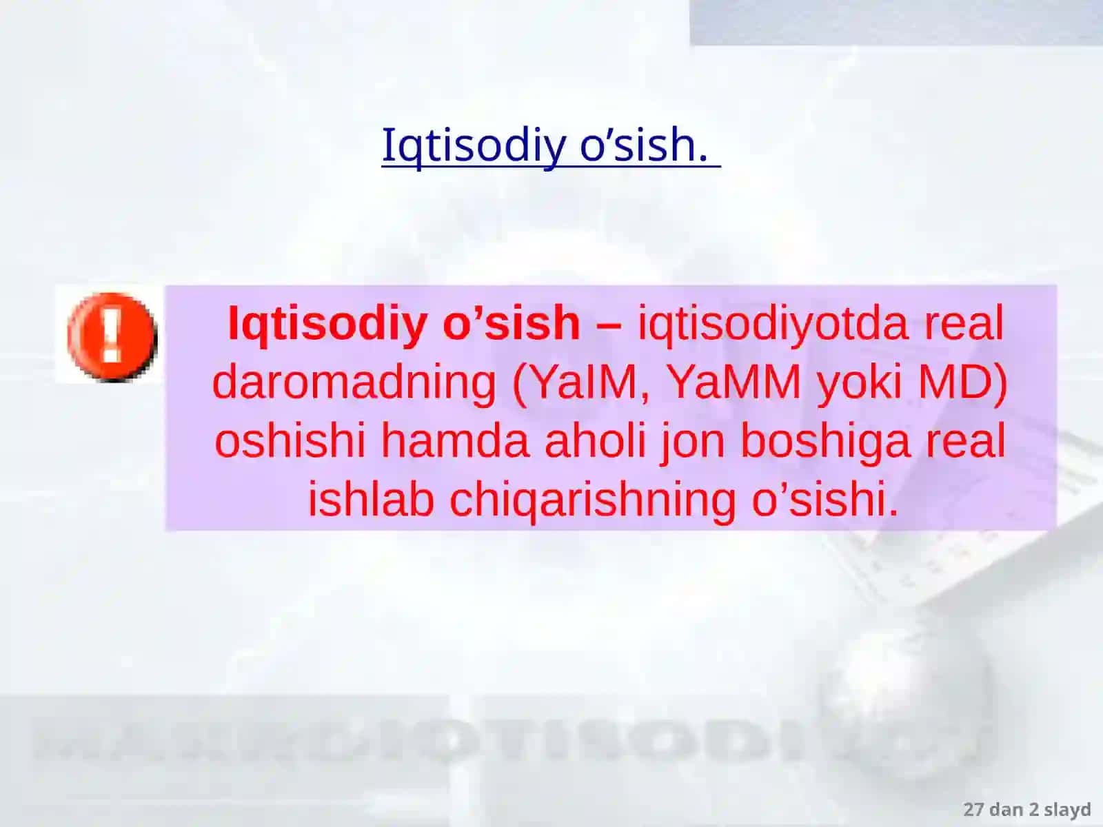 Iqtisodiy o’sish: umumiy tavsifi, neokeynscha va neoklassik modellari 2