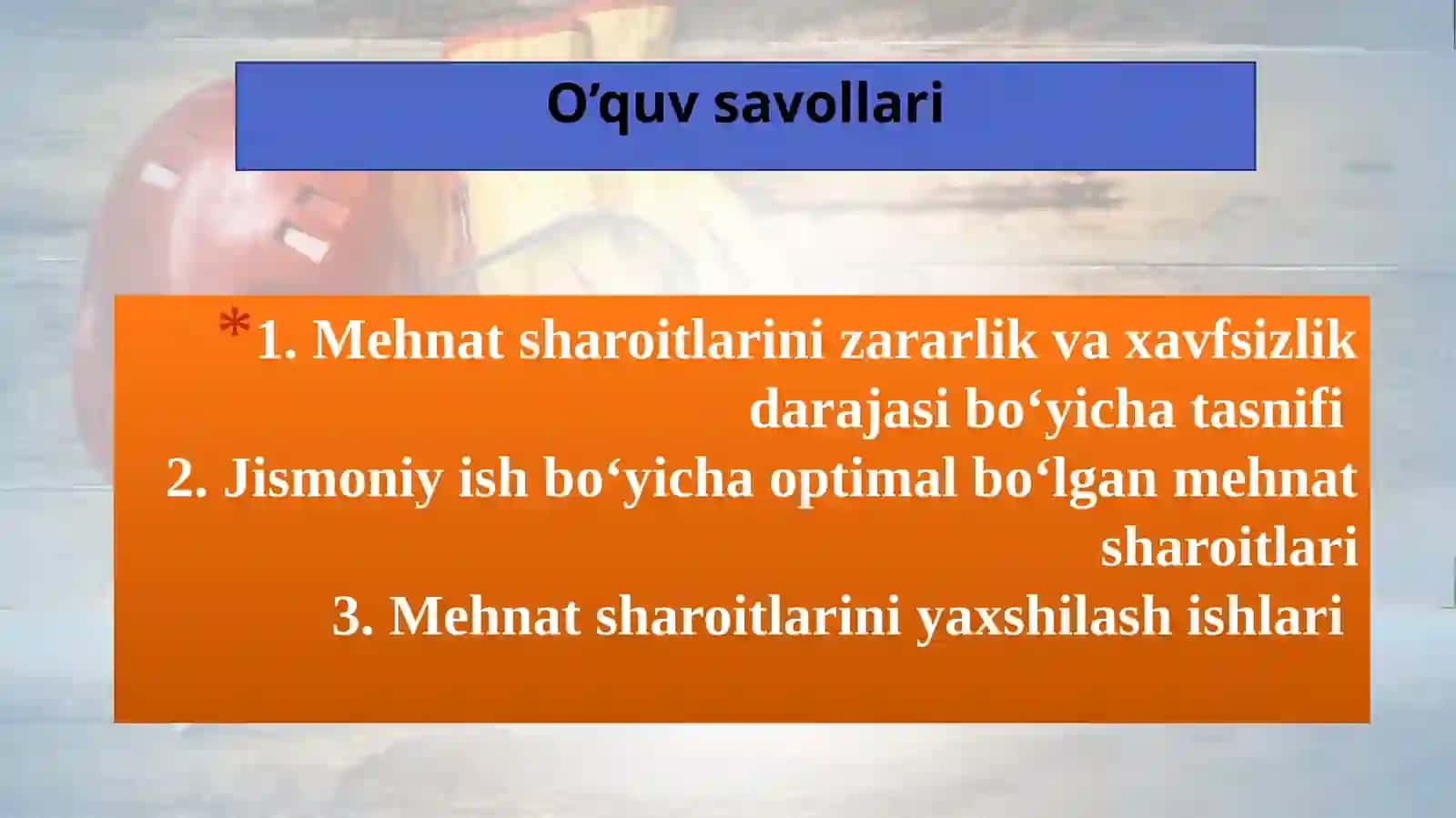 Og‘irligi va zararligi bo‘yicha ish kategoriyalari 2