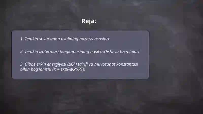 Temkin shvarsman usuli 2