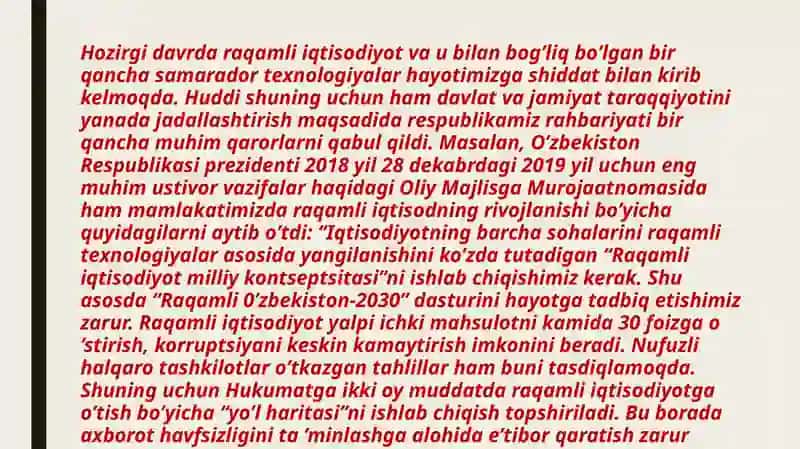 RAQAMLI IQTISODIYOTNING XUSUSIYATLARI VA XORIJIY DAVLATLARDA RAQAMLI IQTISODIYOTNING RIVOJLANISHI 2