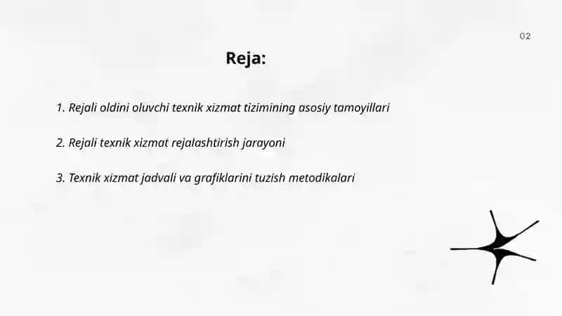 Rejali oldini oluvchi texnik xizmat tizimi 2