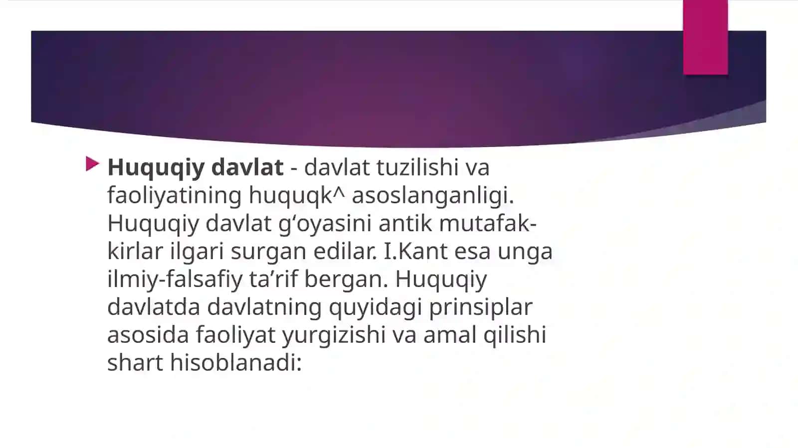 HUQUQIY DAVLAT VA UNING TAMOYILLARI 2