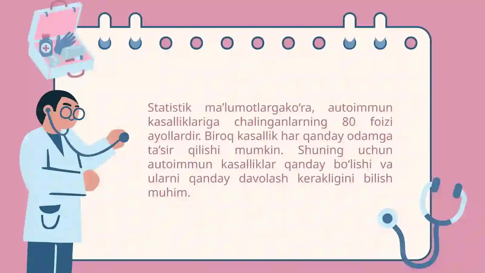 AUTOIMMUN KASALLIKLARNING KELIB CHIQISHI, KECHISHI, TASHHISI. IMMUNITET BILAN ZAMBURUG`LI VA PARAZITAR KASALLIKLARNING BOG`LIQLIGI. 2