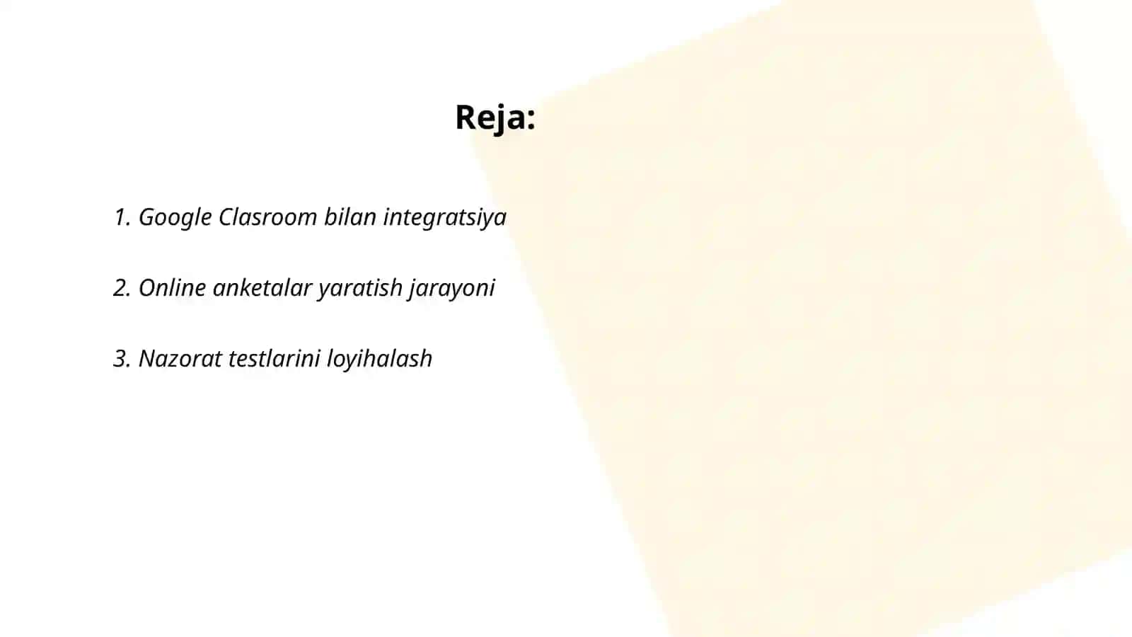 Anketa so'rovnomalar va nazorat testlarini yaratuvchi dasturar 2