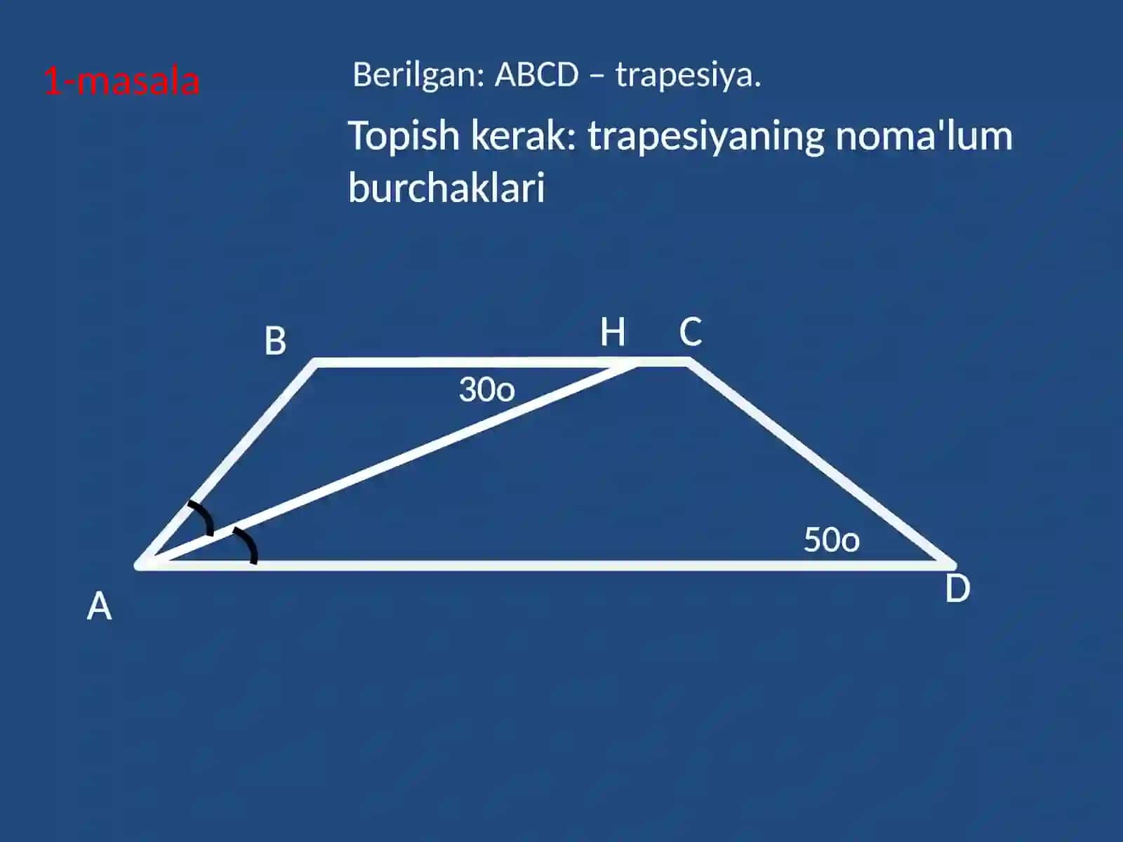 Geometriya - Trapetsiya mavzusida masalalar yechish 2