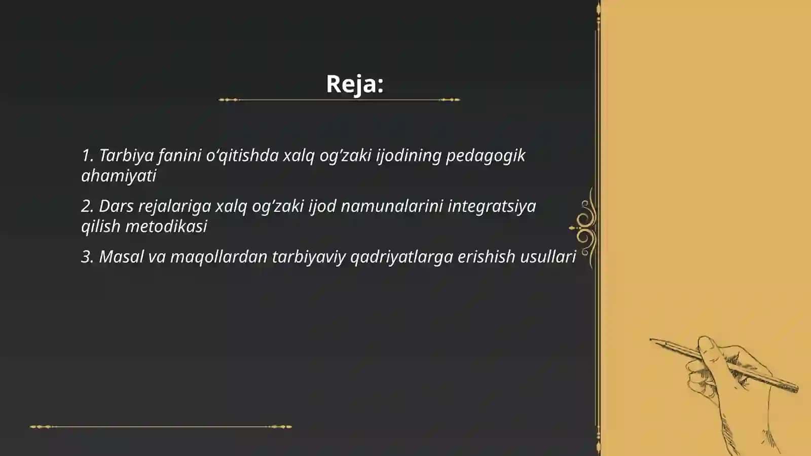 Tarbiya fanini oʻqitishda xalq ogʼzaki ijodi namunalaridan foydalanish 2