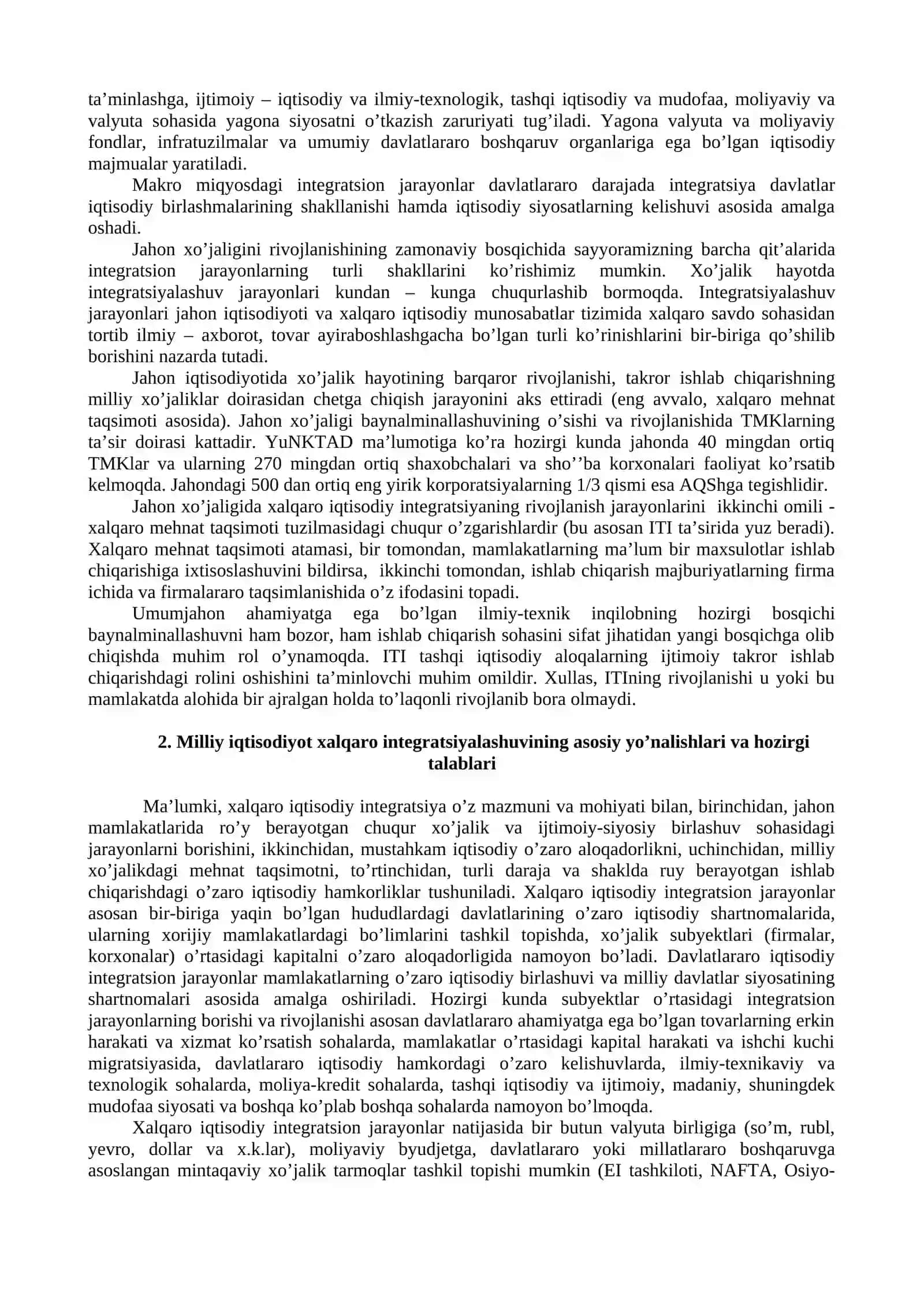 Xorijiy investitsiyalarning o’rni va ularning xalqaro harakatini tartibga solish 2