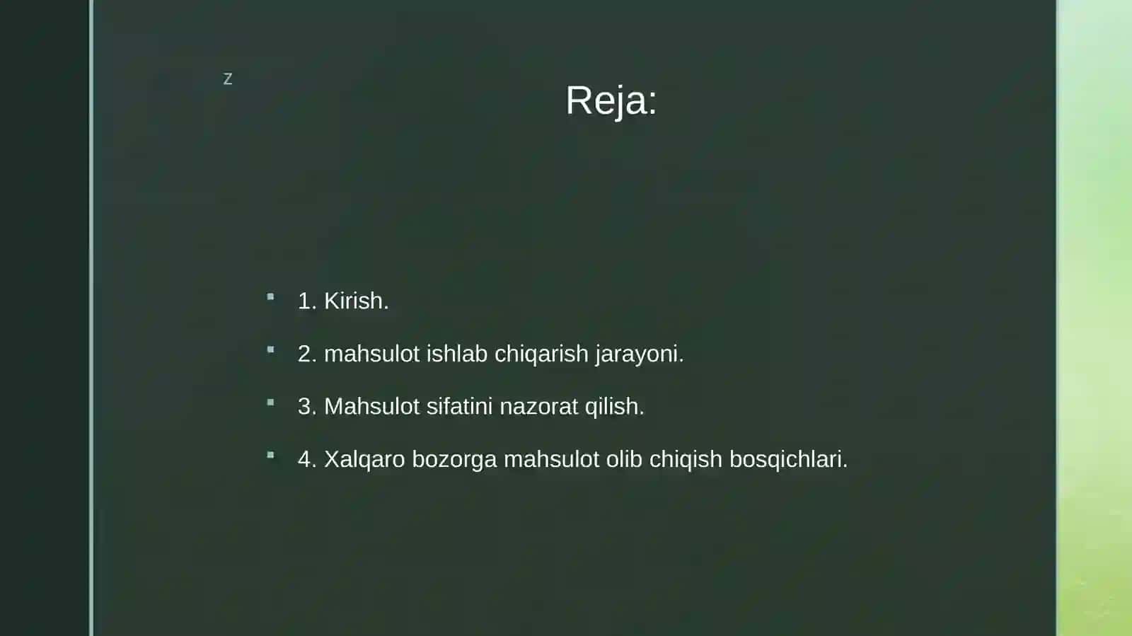 Sifatli mahsulot ishlab chiqarish va xalqaro bozorga olib chiqish 2
