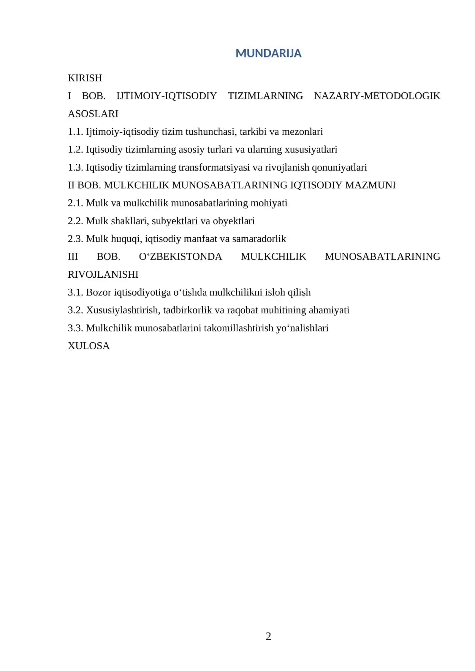 IQTISODIYOT NAZARIYASI FANIDAN 2