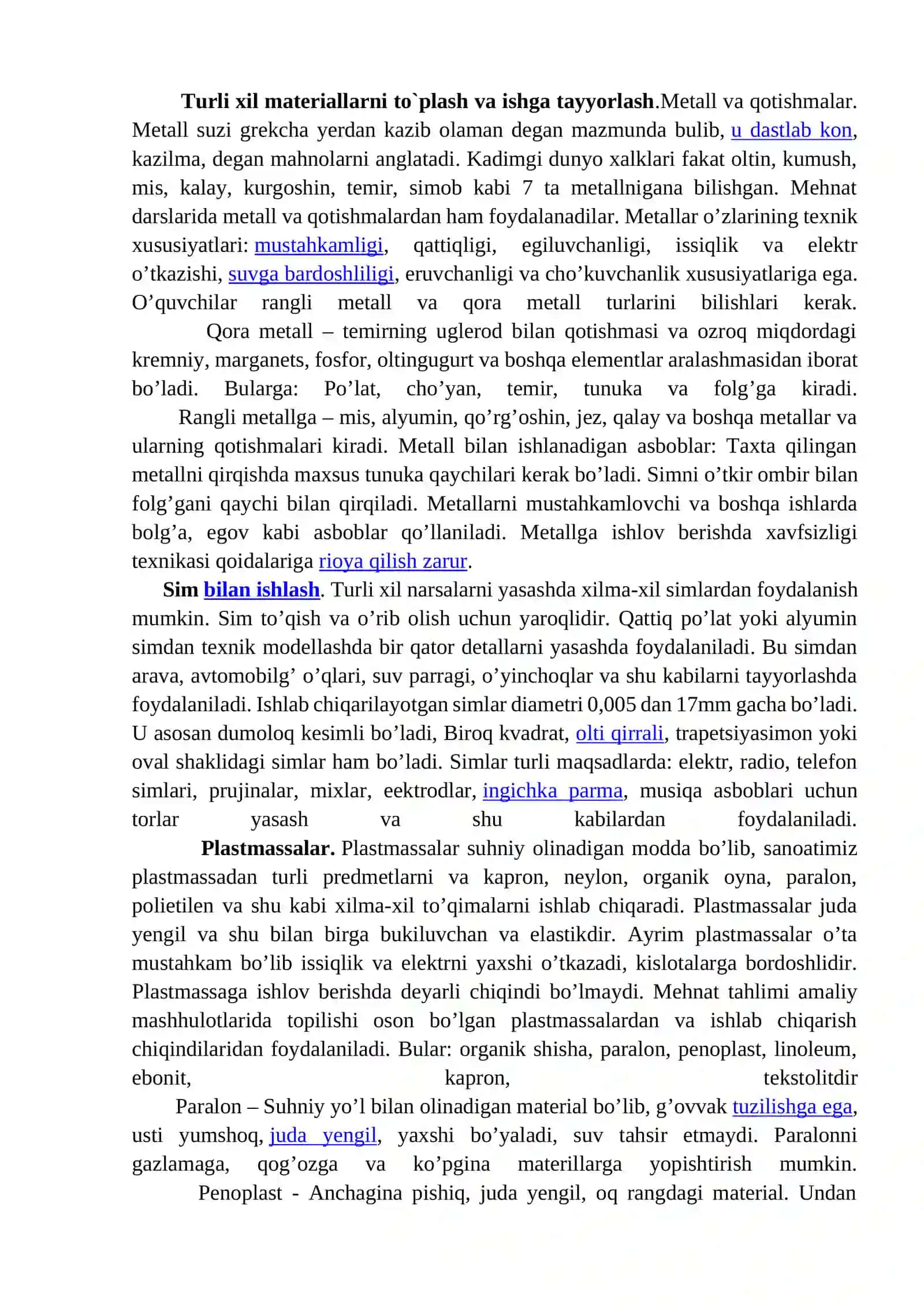 Turli xil materiallardan amaliy darslarni tashkil etish metodikasi 2
