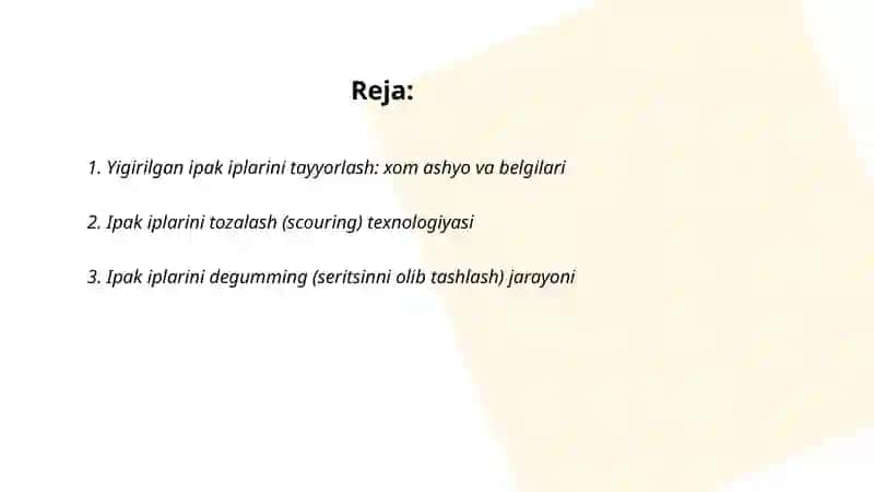 Yigirilgan ipak iplarini pardozlash texnologiyasi 2
