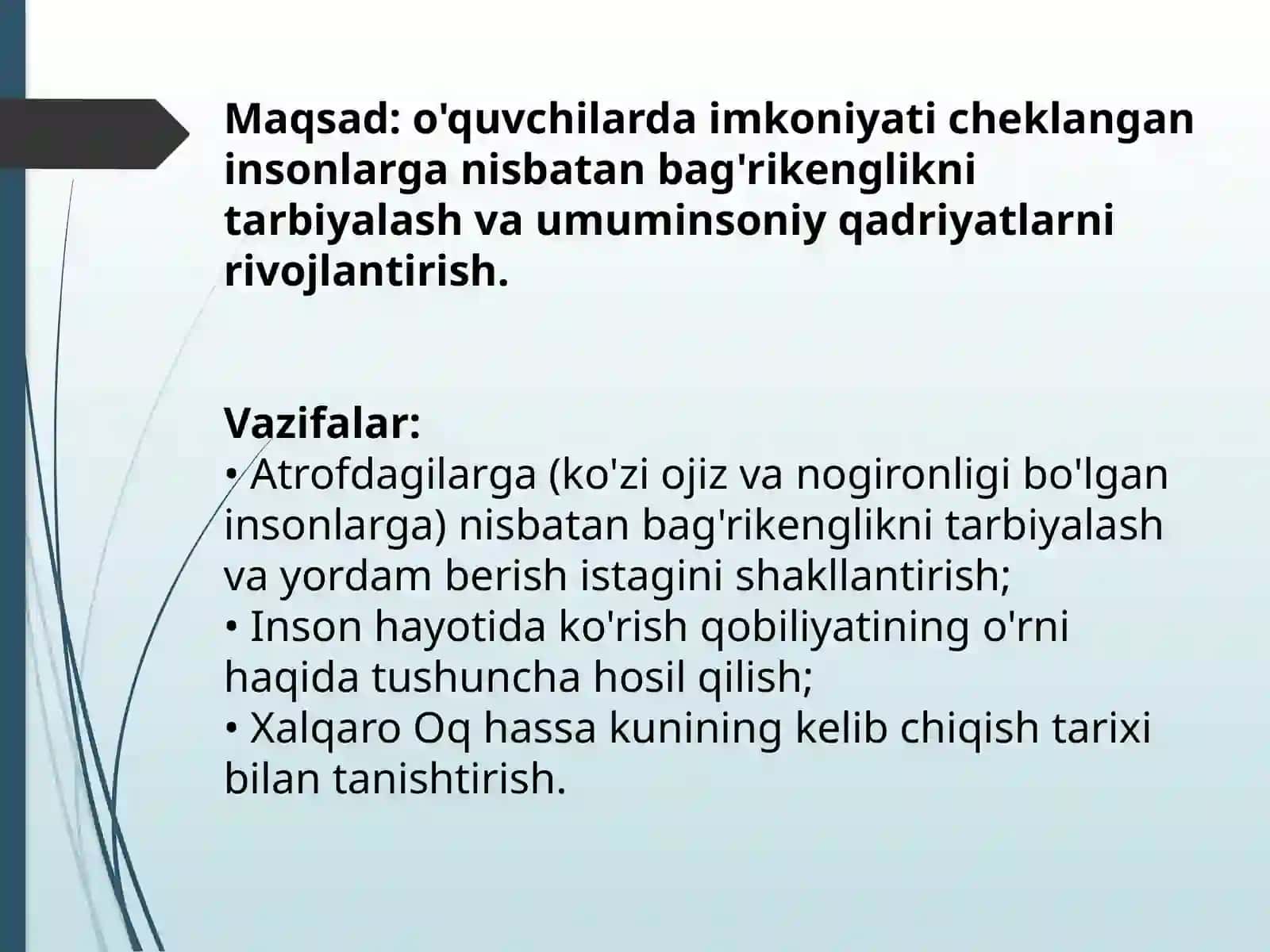 Ko'rish imkoniyati cheklanganlar va Oq hassa xalqaro kuni 2
