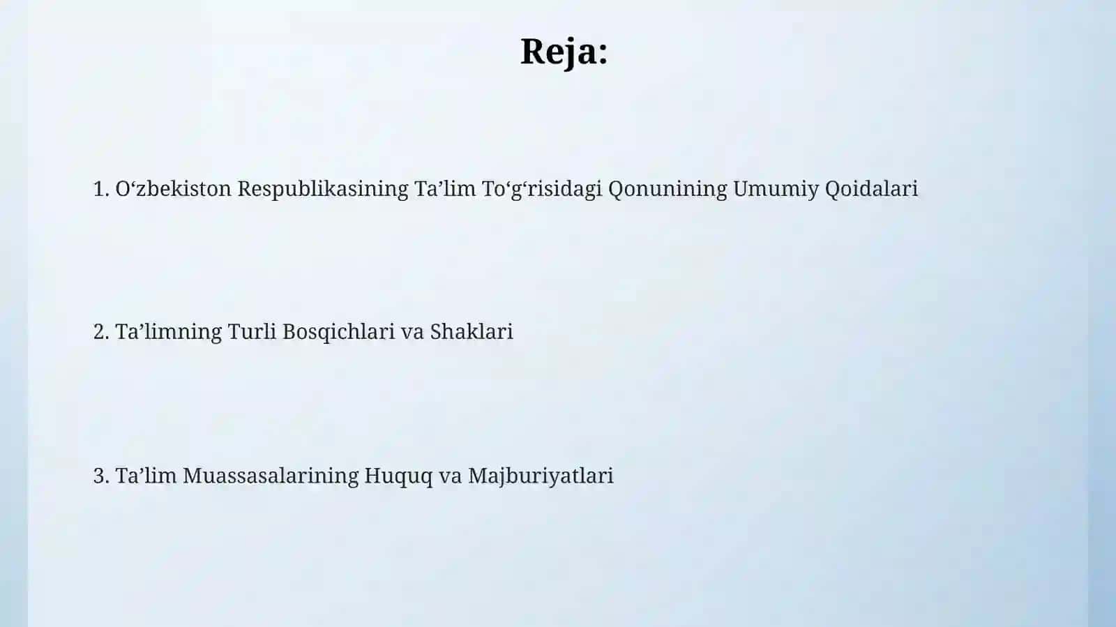 Ta'lim muassasalarining huquq va majburiyatlari 2