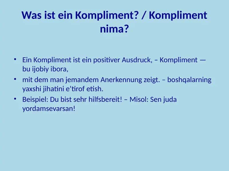 Komplimente machen 2