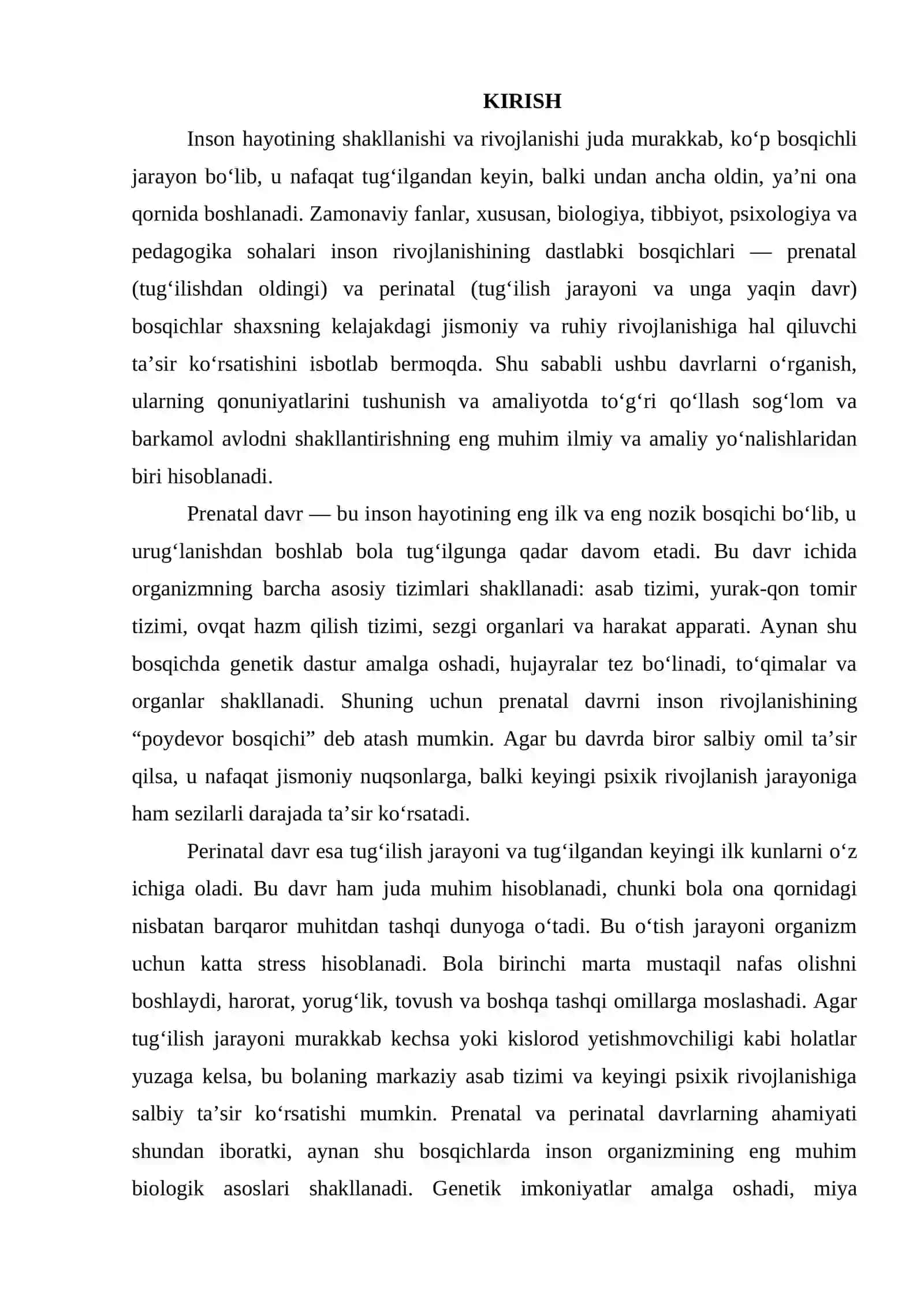 Prenatal va perinatal rivojlanishning bola kelgusidagi biologik va psixologik taraqqiyotiga tasiri 2