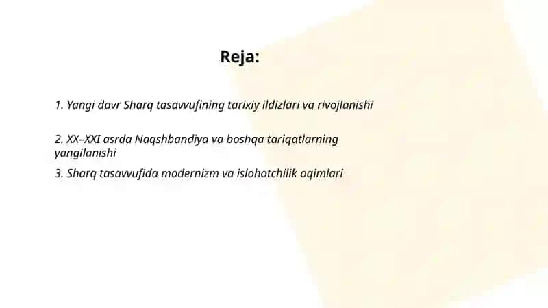 Yangi davr Sharq tasavvufi 2