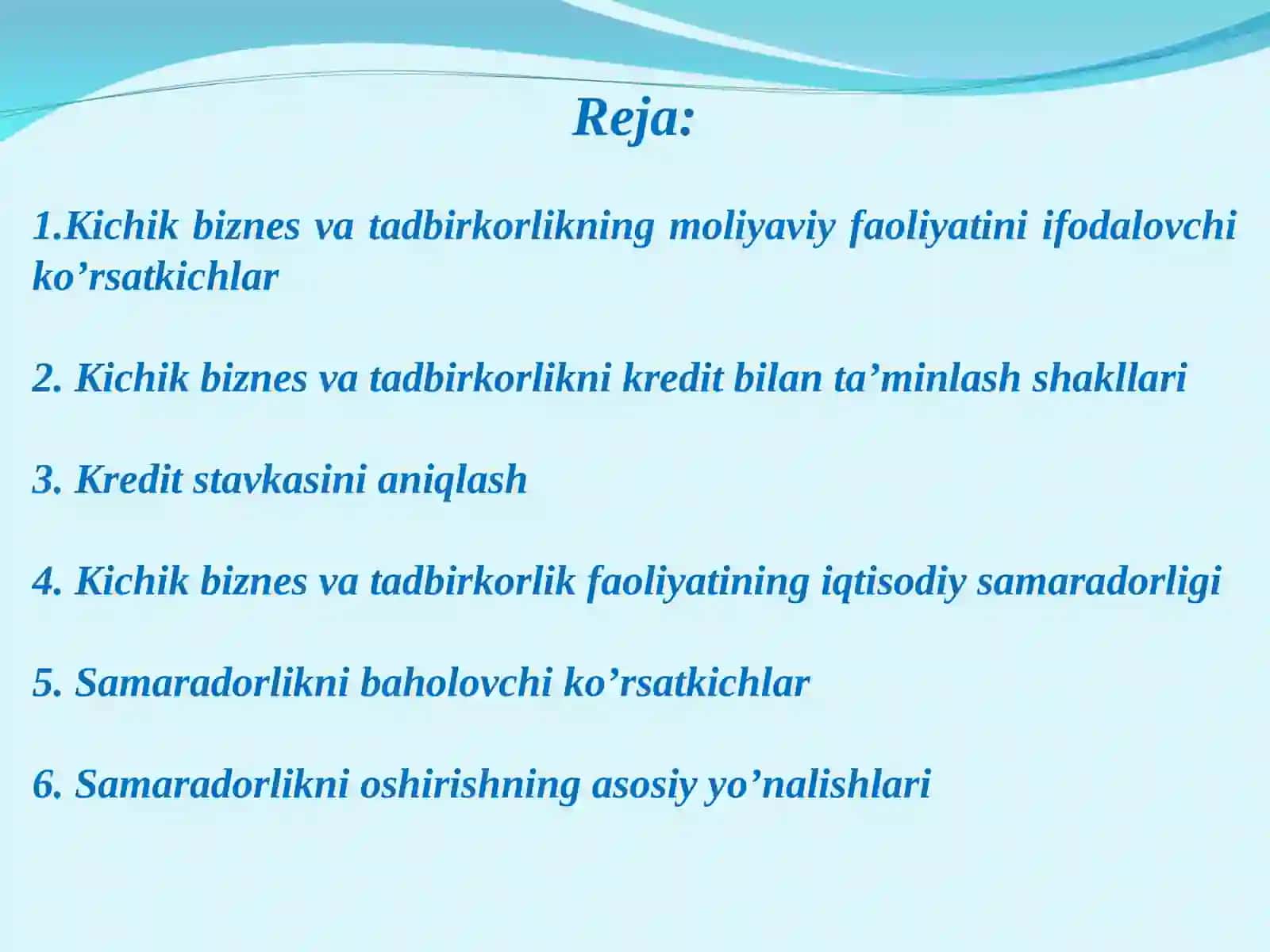 Kichik biznes va tadbirkorlik sub’ektlarining moliyaviy faoliyatini tahlili 2