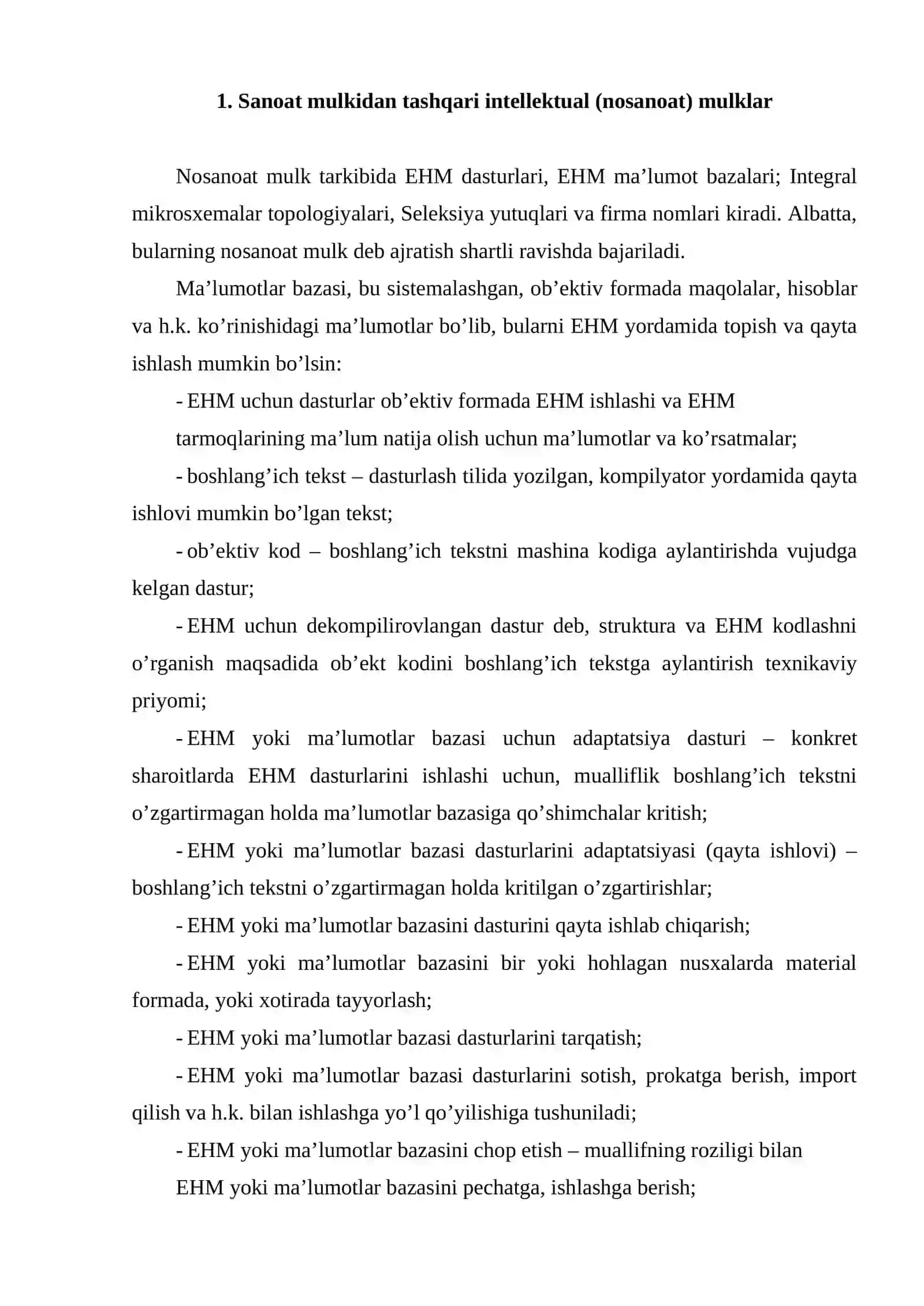 Sanoat mulkidan tashqari intellektual mulklarning huquqiy muhofazasi 2