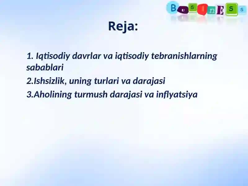 Iqtisodiy davrlar va iqtisodiy tebranishlar 2