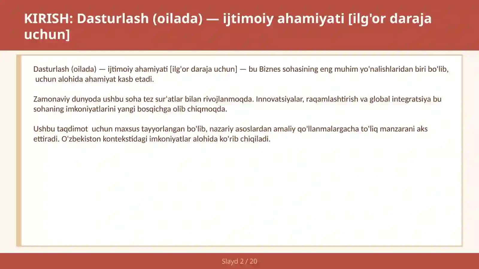 Dasturlash (Oilada) – Ijtimoiy Ahamiyati [Ilg'or Daraja Uchun] 2