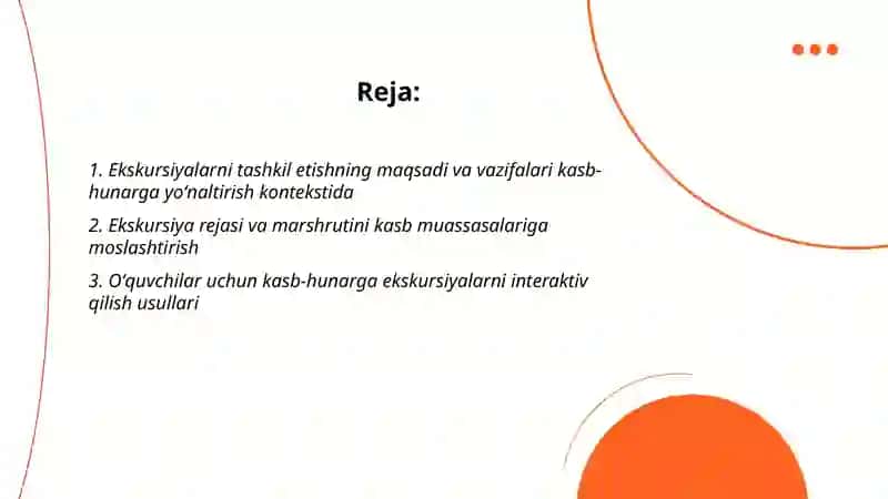 Ekskursiyalarni tashkil qilish 2
