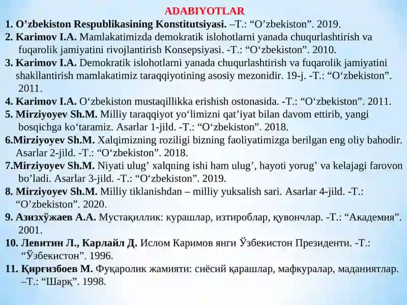 O‘zbekistonda siyosiy islohotlar 2