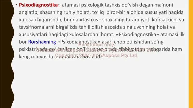 Psixologik diagnostika va ularning imkoniyatlari 2