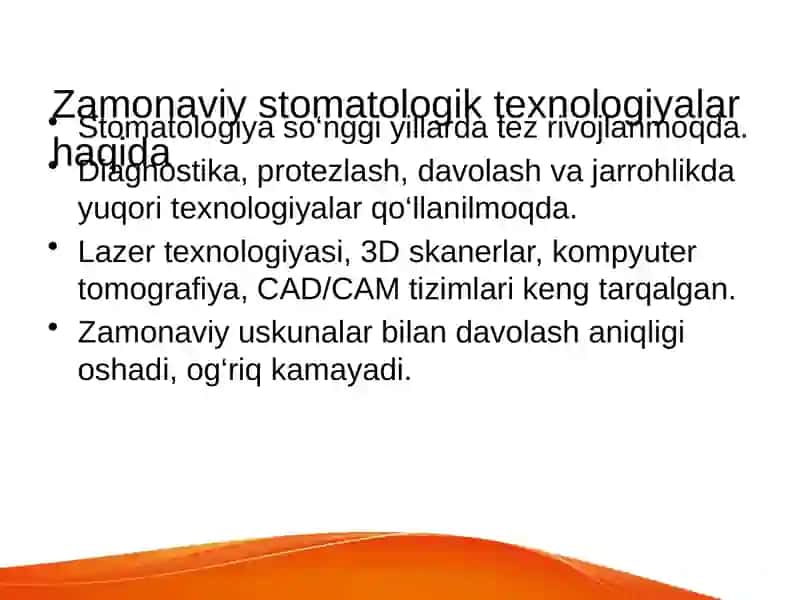 Zamonaviy stamatalogik asbob uskunalar 2