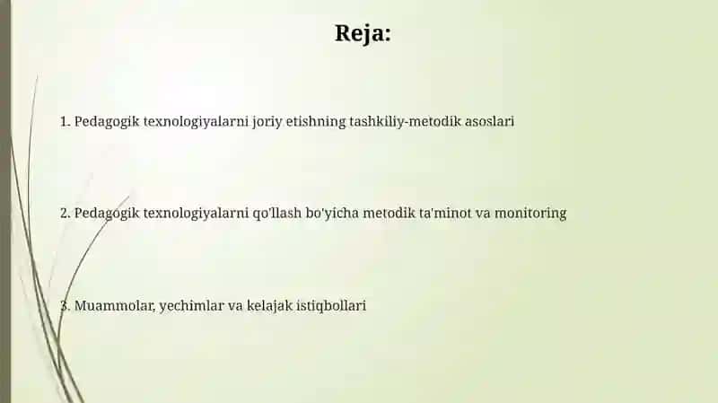 Pedagogik texnologiyalarni qo'llash bo'yicha metodik ta'minot va monitoring 2