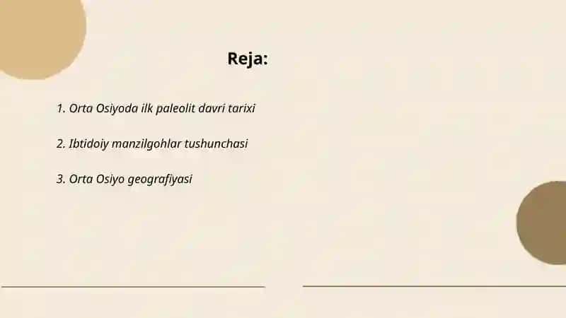 Orta Osiyoda ilk paleolit davri ibtidoiy manzilgohlari xaritasini tuzilishi 2