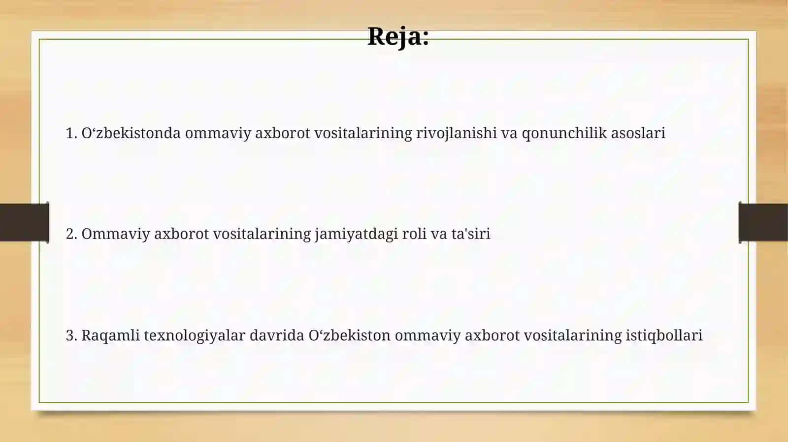 Ommaviy axborot vositalarining rivojlanish tarixi va qonunchilik asoslari 2
