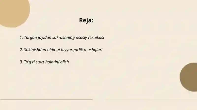 Turgan joyidan uzunlikka sakrash texnikasi 2