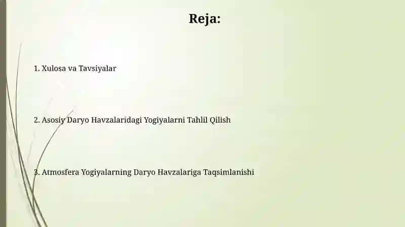 Atmosfera Yogiyalarning Daryo Havzalariga Taqsimlanishi 2
