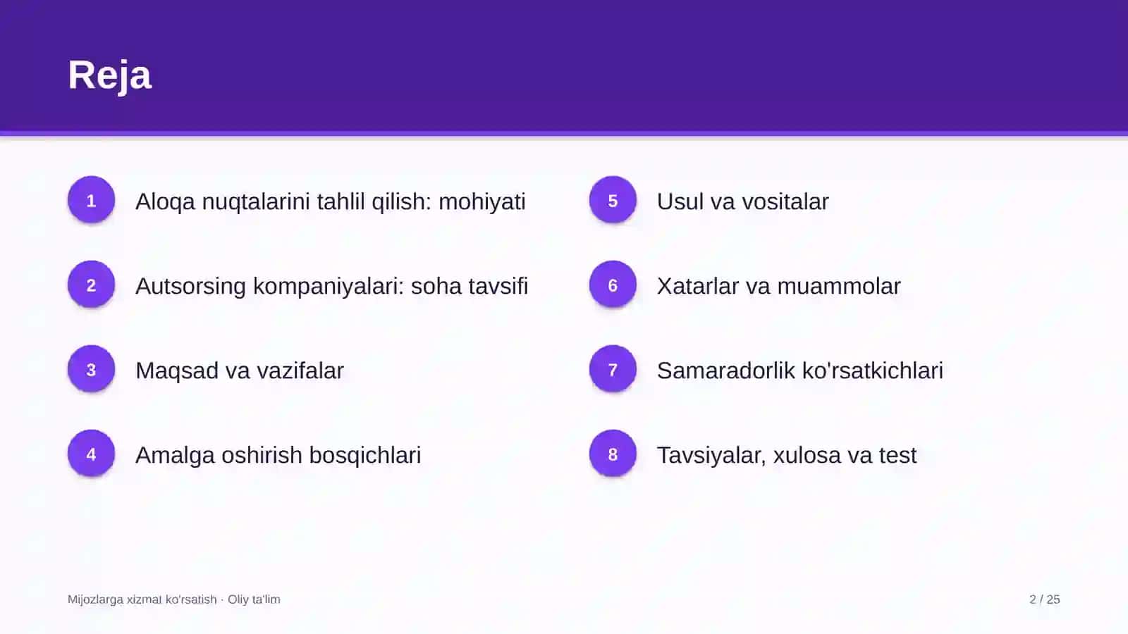 Autsorsing kompaniyalarida aloqa nuqtalarini tahlil qilish 2