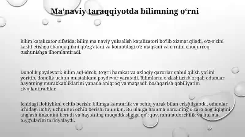 Bilim-Inson Ma'Naviy Kamoloti Omili 2