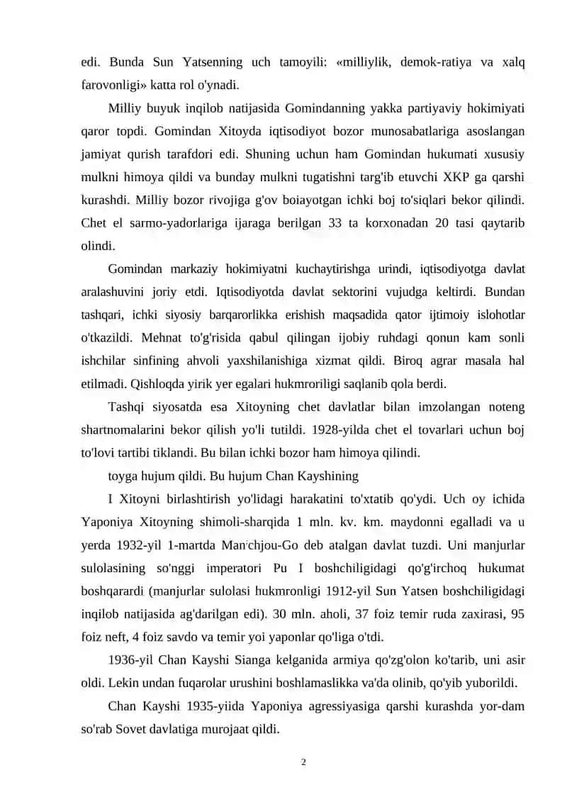 Birinchi jahon urushidan so ng  Xitoy 2