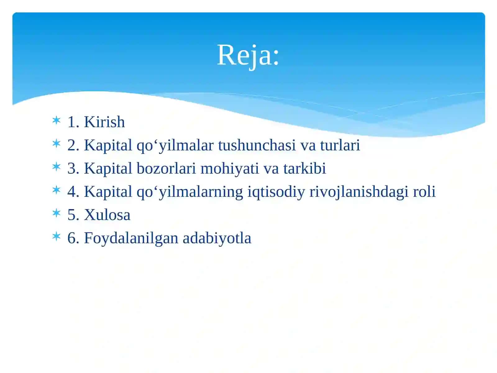 Kapital qo'yilmalar va kapital bozorlari 2
