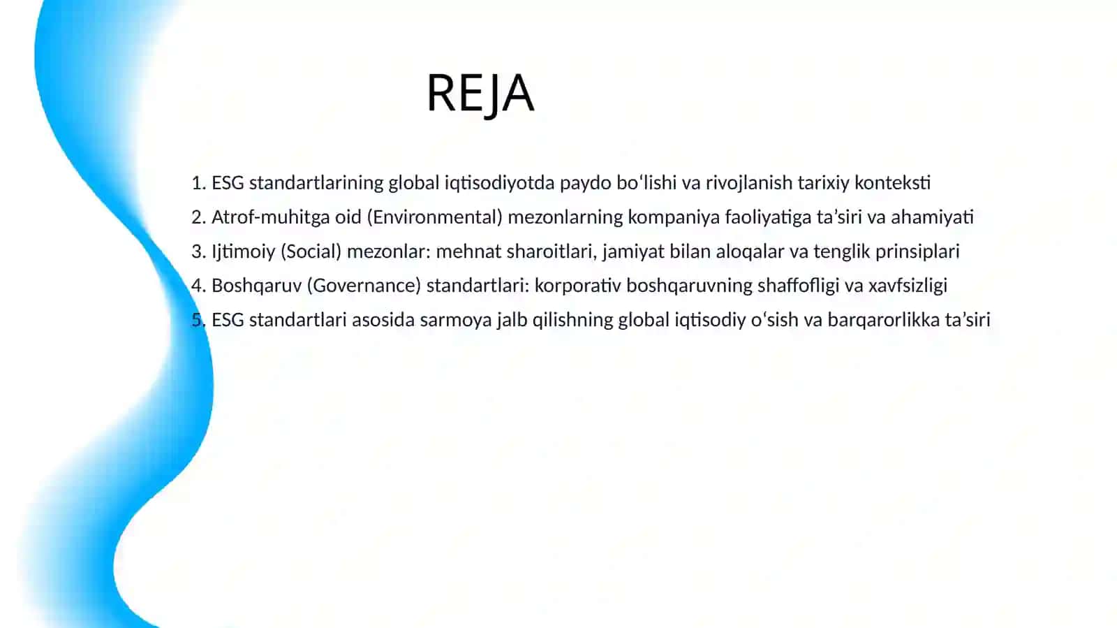GLOBAL IQTISODIYOTDA ESG (ENVIRONMENTAL SOCIAL, GOVERMANCE) STANDARTLARINING ROLI 2