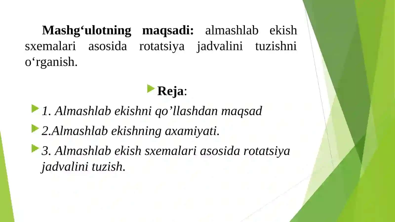 Almashlab ekish sxemalari asosida rotatsiya jadvalini tuzishni о‘rganish 2