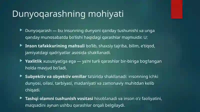 Dunyoqarashning moxiyati tuzilishi va asosiy funksiyalari 2