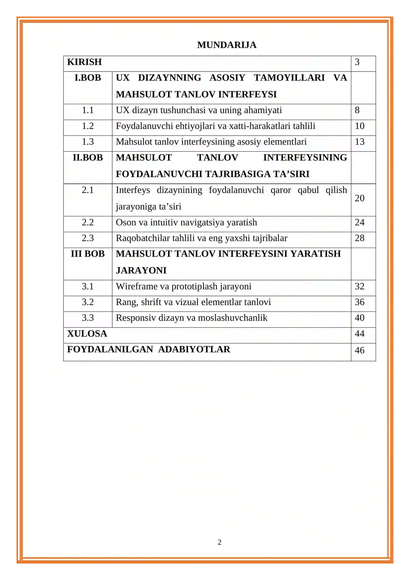 “Mahsulot tanlov interfeysining UX dizayni” 2