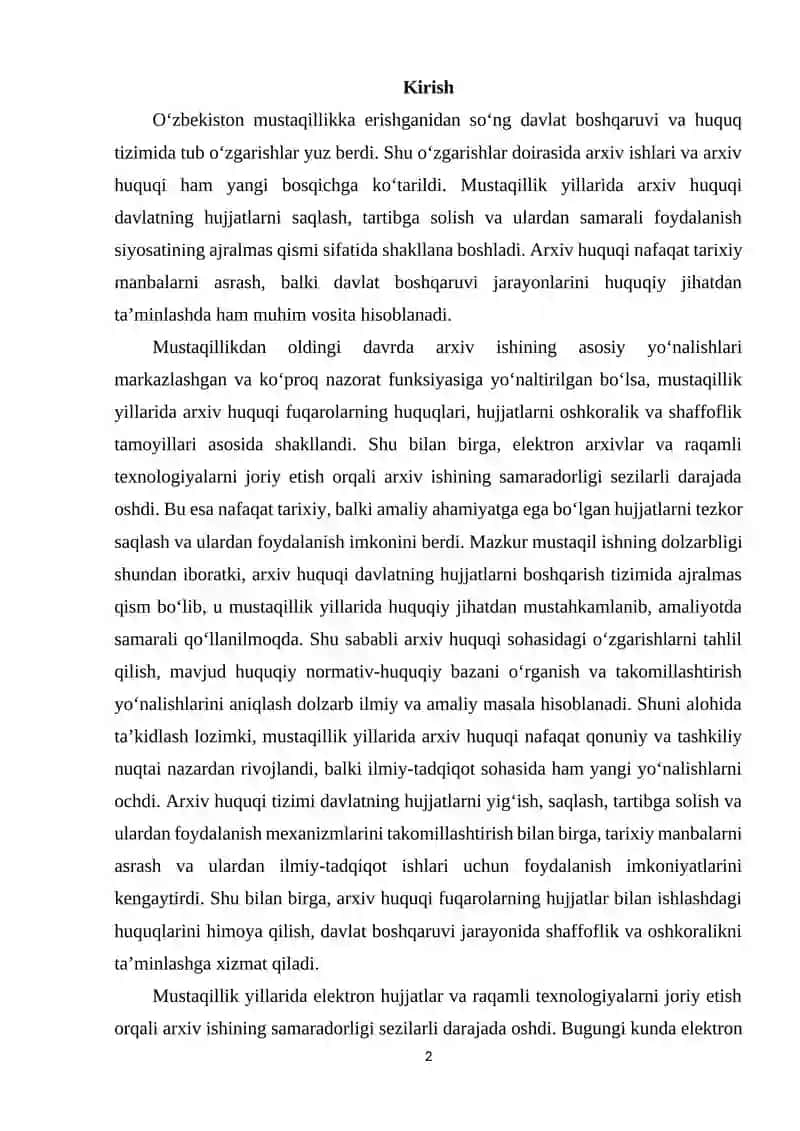 Mustaqillik yillarida arxiv huquqi 2