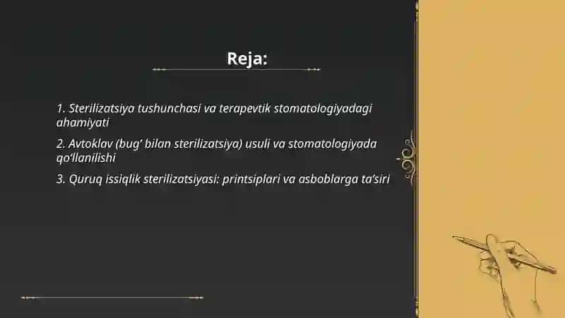 Terapevtik stomatologiyada strerilizatsiya usullari 2
