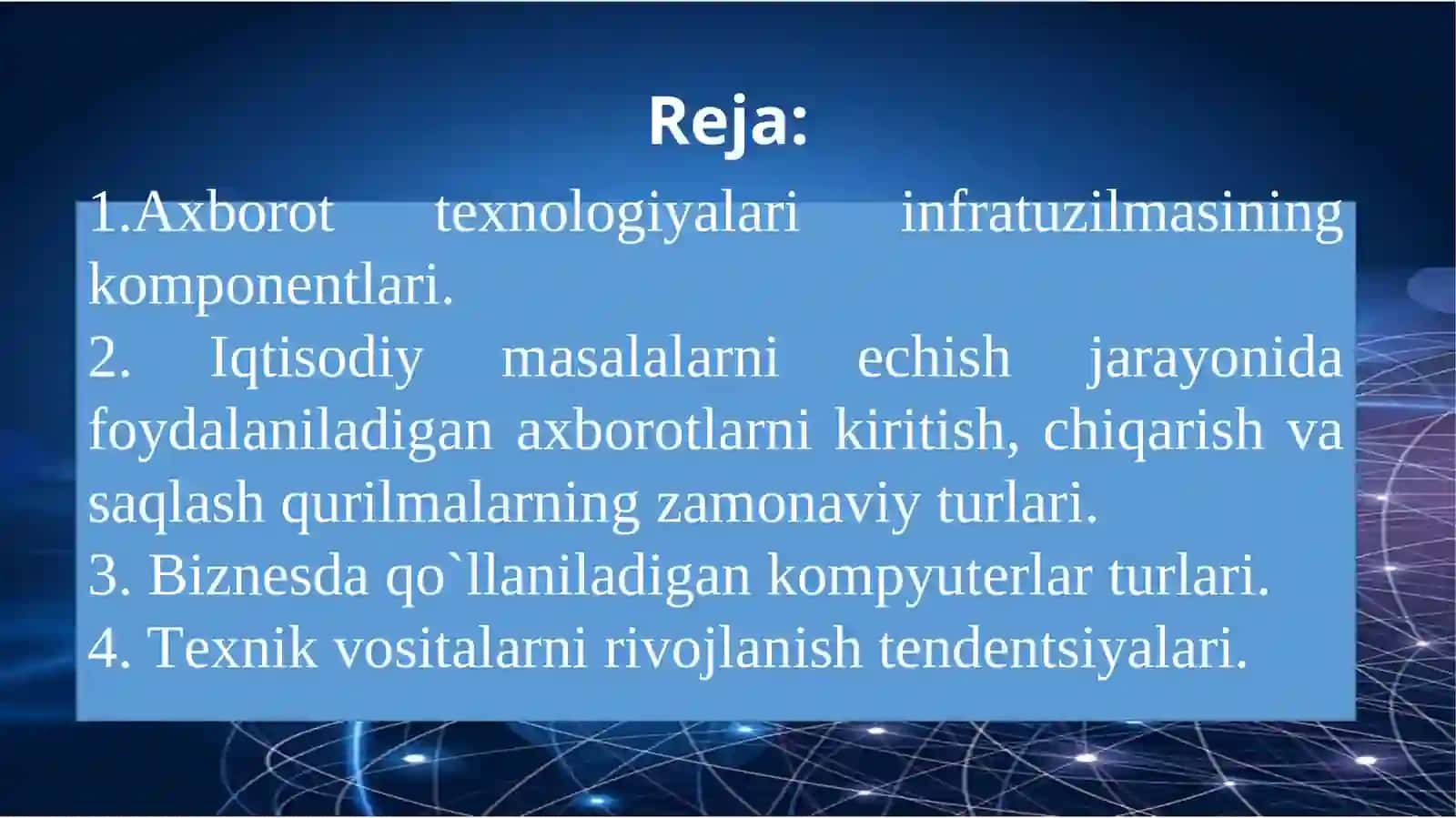 Axborot texnologiyalari infratuzilmasining komponentlari 2