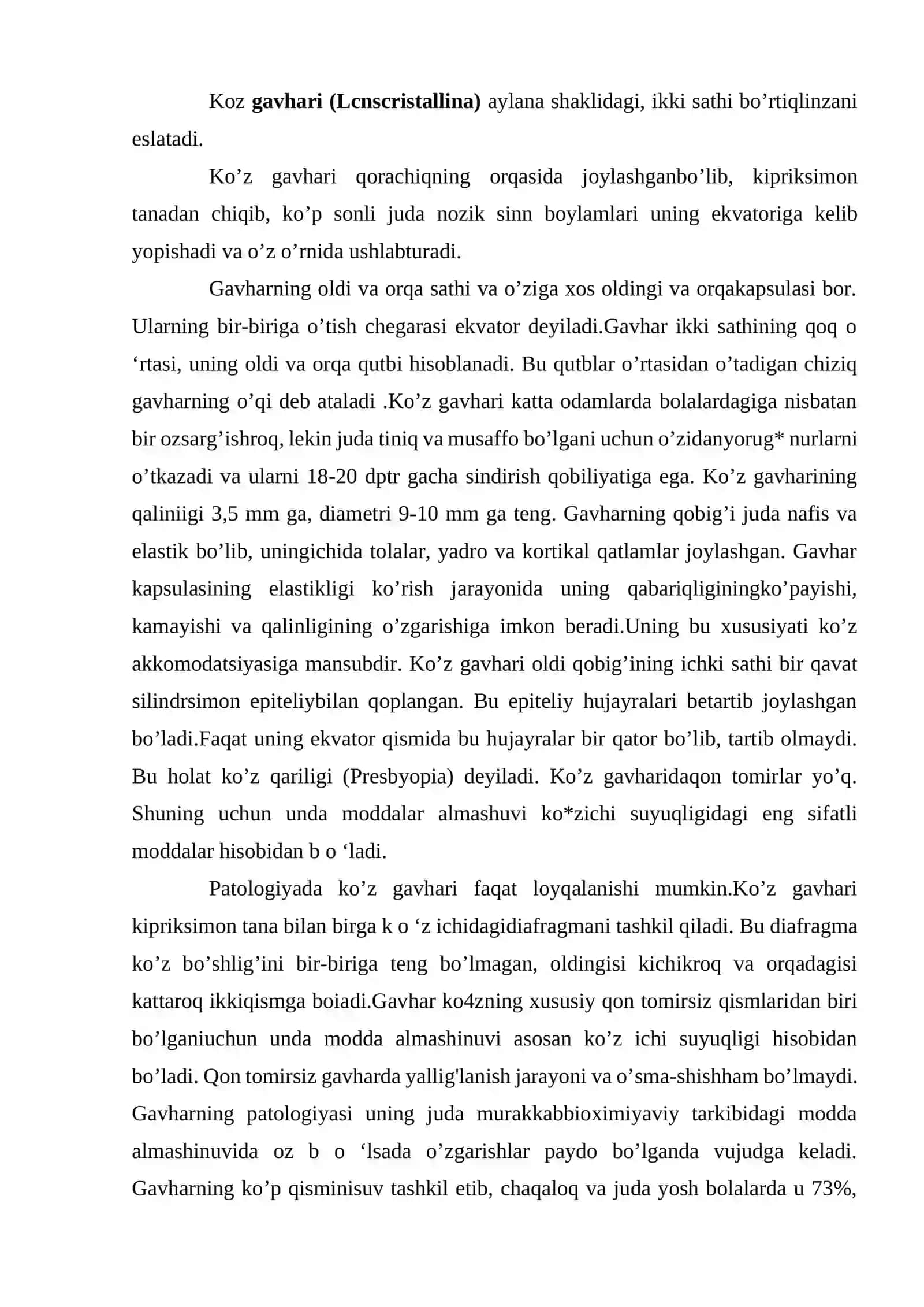 Ko’z gavharining patologiyasi 2